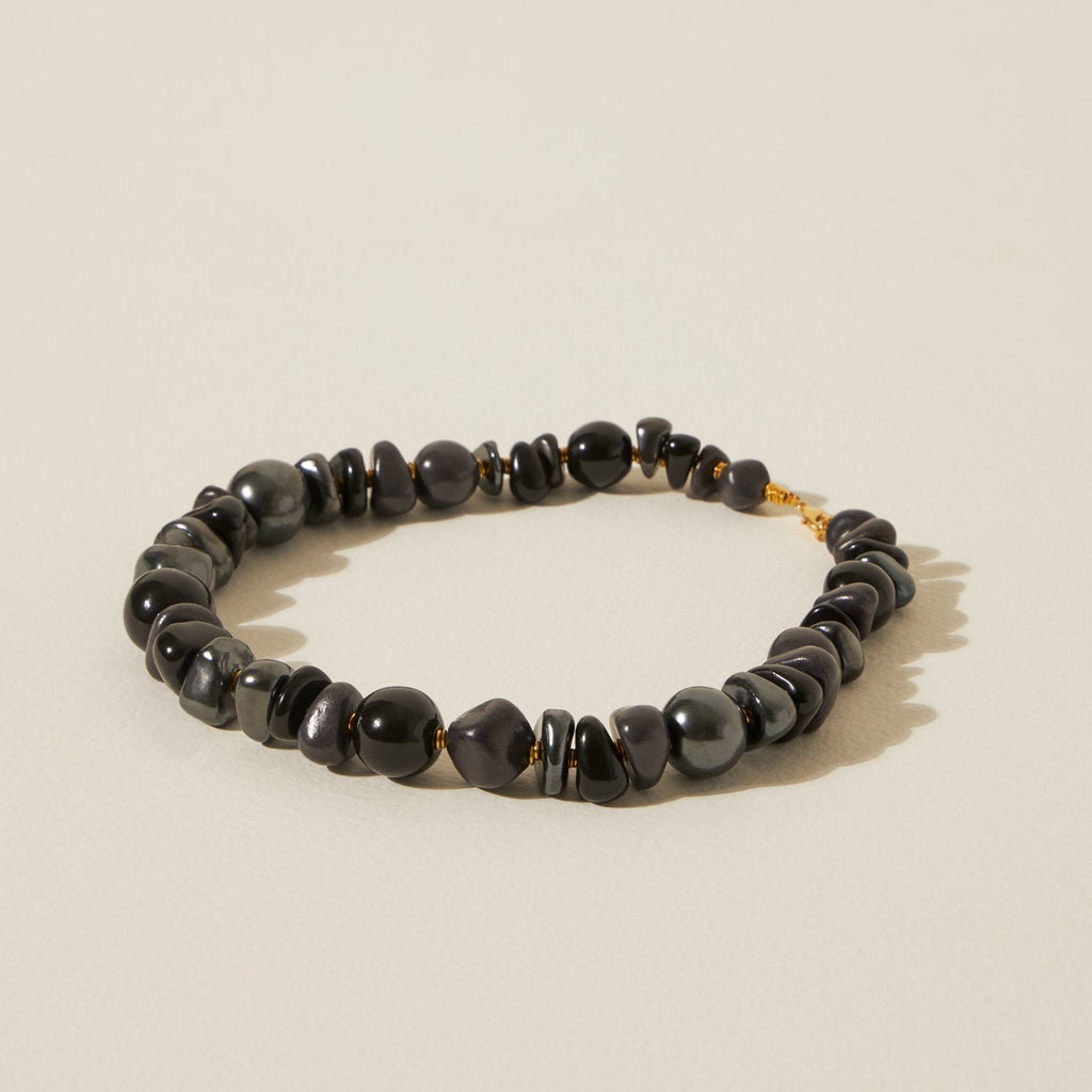 Goodee-Kazuri-Kilifi Nertherlands Pattern Necklace - Color - Shades of Black