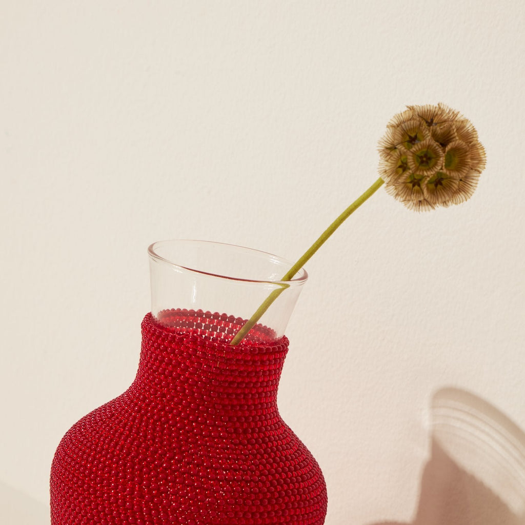 Goodee-Siafu Home Beaded Water Carafe - Color - Red