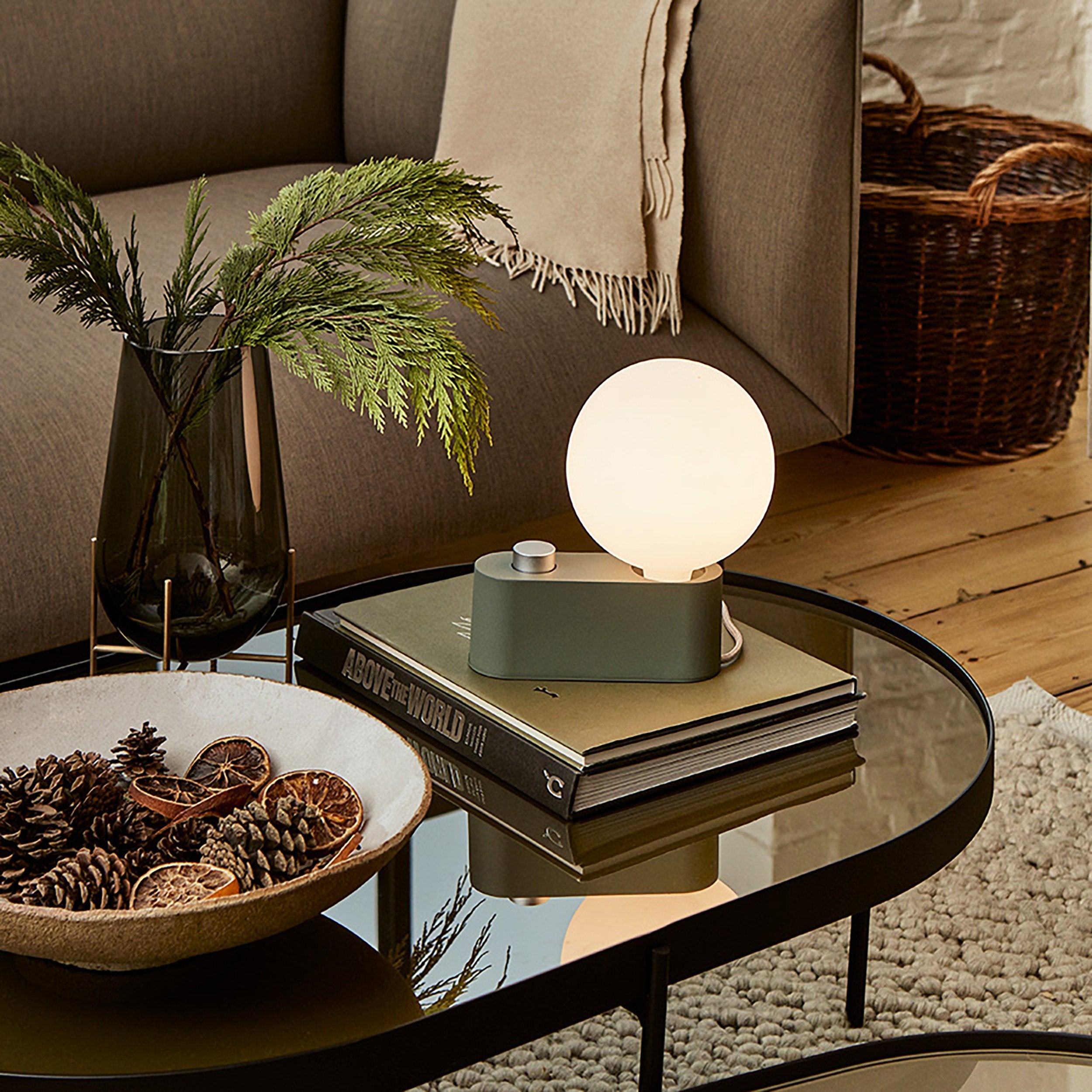 Goodee-Tala Alumina Table Lamp with Sphere IV - Color - Sage