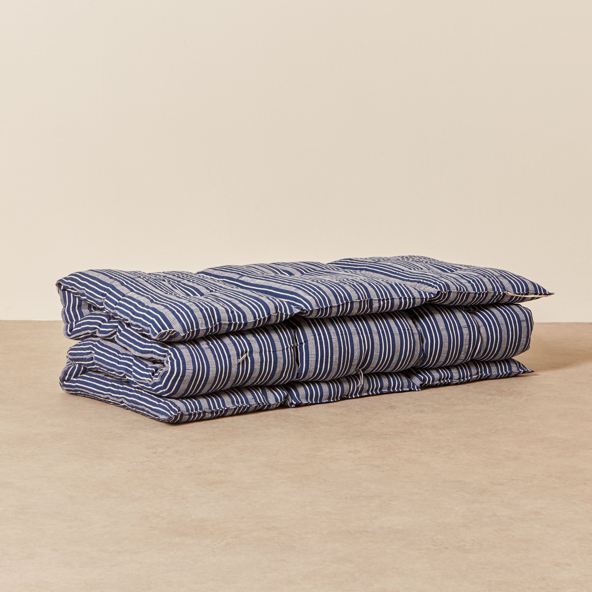 Goodee-Tensira-Kapok Mattress Bedroll - Color - Off-White & Navy Blue