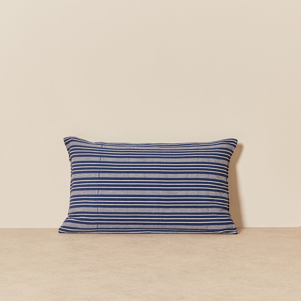 Goodee-Tensira-Lumbar Cushion - Color - Off-White & Navy Blue