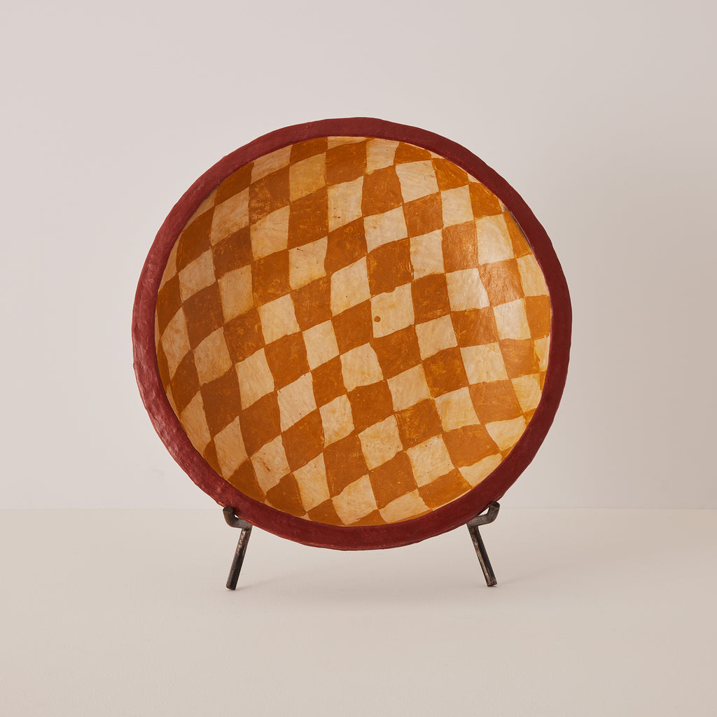 Goodee-tinja - Qayrawan Plate and Stand - Color -  Checkered Ochre