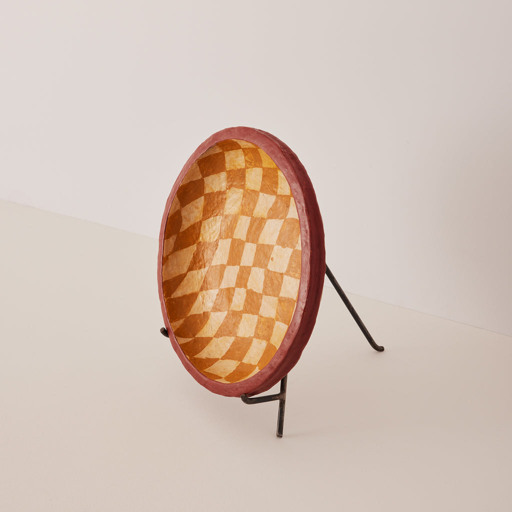 Goodee-tinja - Qayrawan Plate and Stand - Color -  Checkered Ochre