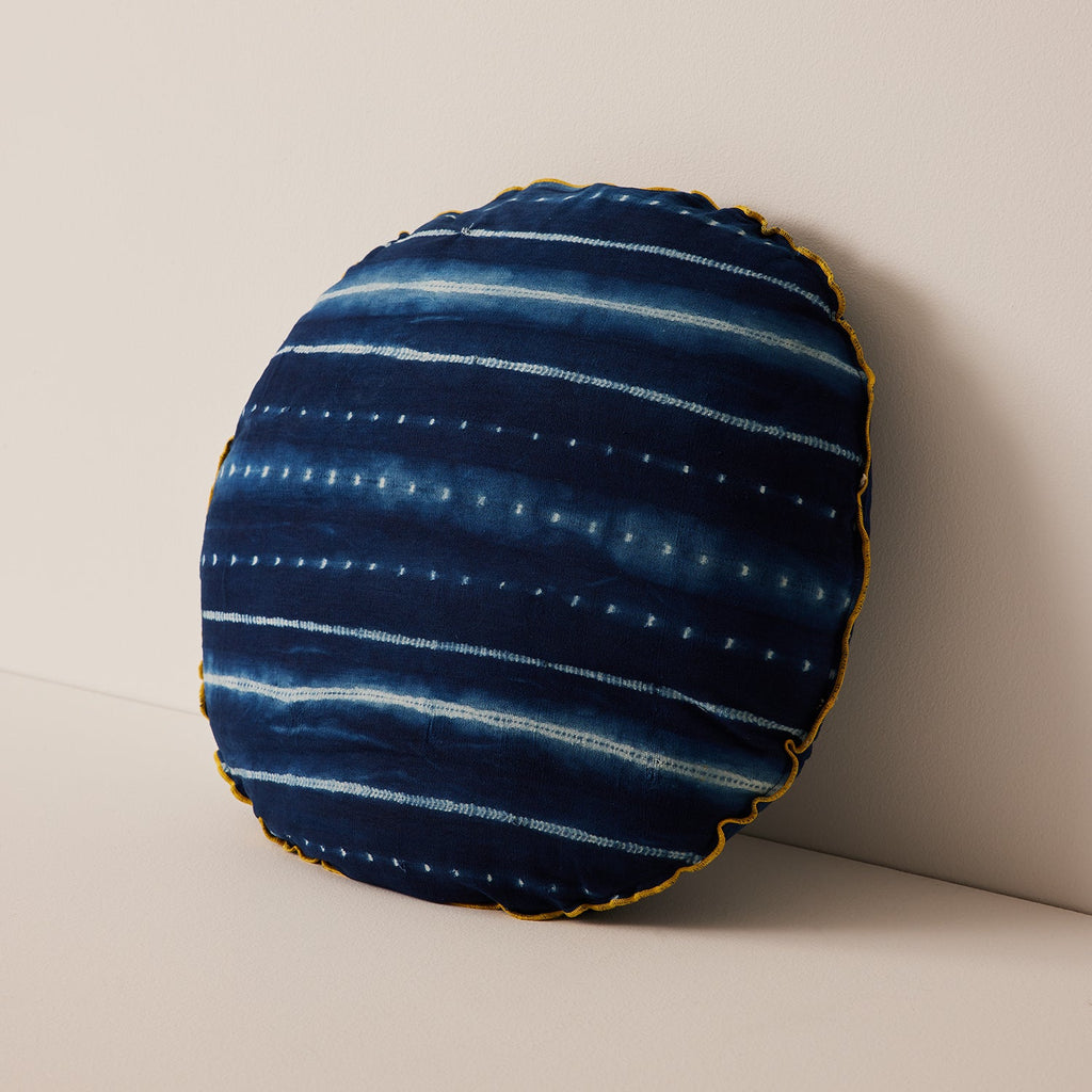 Goodee-Tensira-Round Floor Cushion - Color - Dark Indigo Tie Dye