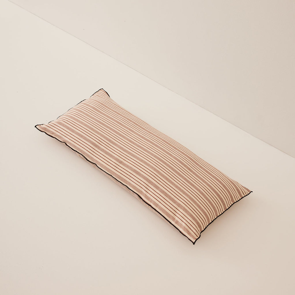 Goodee-Tensira-Long Cushion in Kapok with Removable Cover - Color - Chocolate Brown & Off-White Stripe