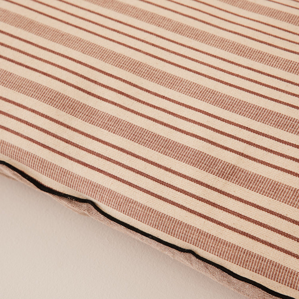 Goodee-Tensira-Long Cushion in Kapok with Removable Cover - Color - Chocolate Brown & Off-White Stripe