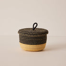 Goodee-Baba Tree-Small Banasco Basket With Lid - Color - Black & Natural