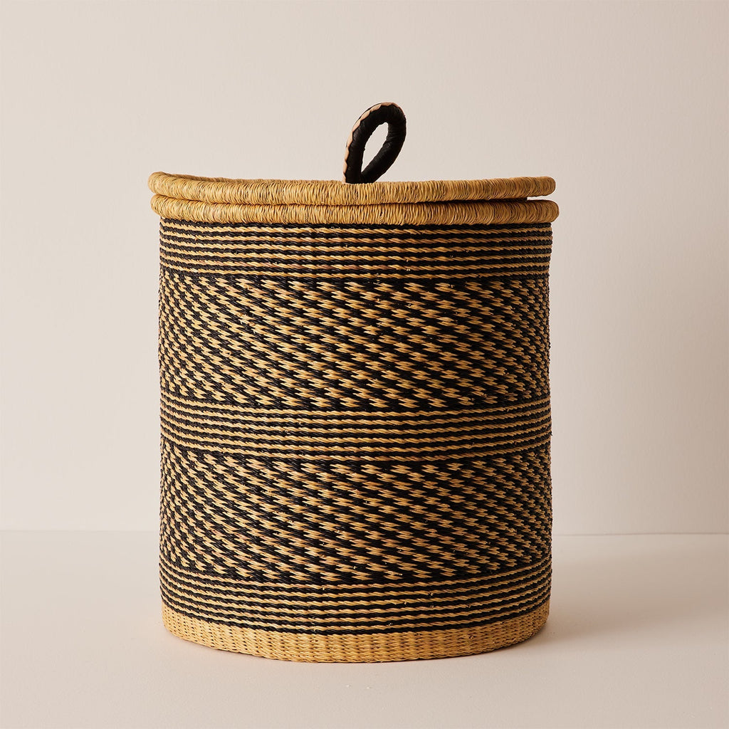 Goodee-Baba Tree-Coiled Laundry Basket - Color - Black & Natural